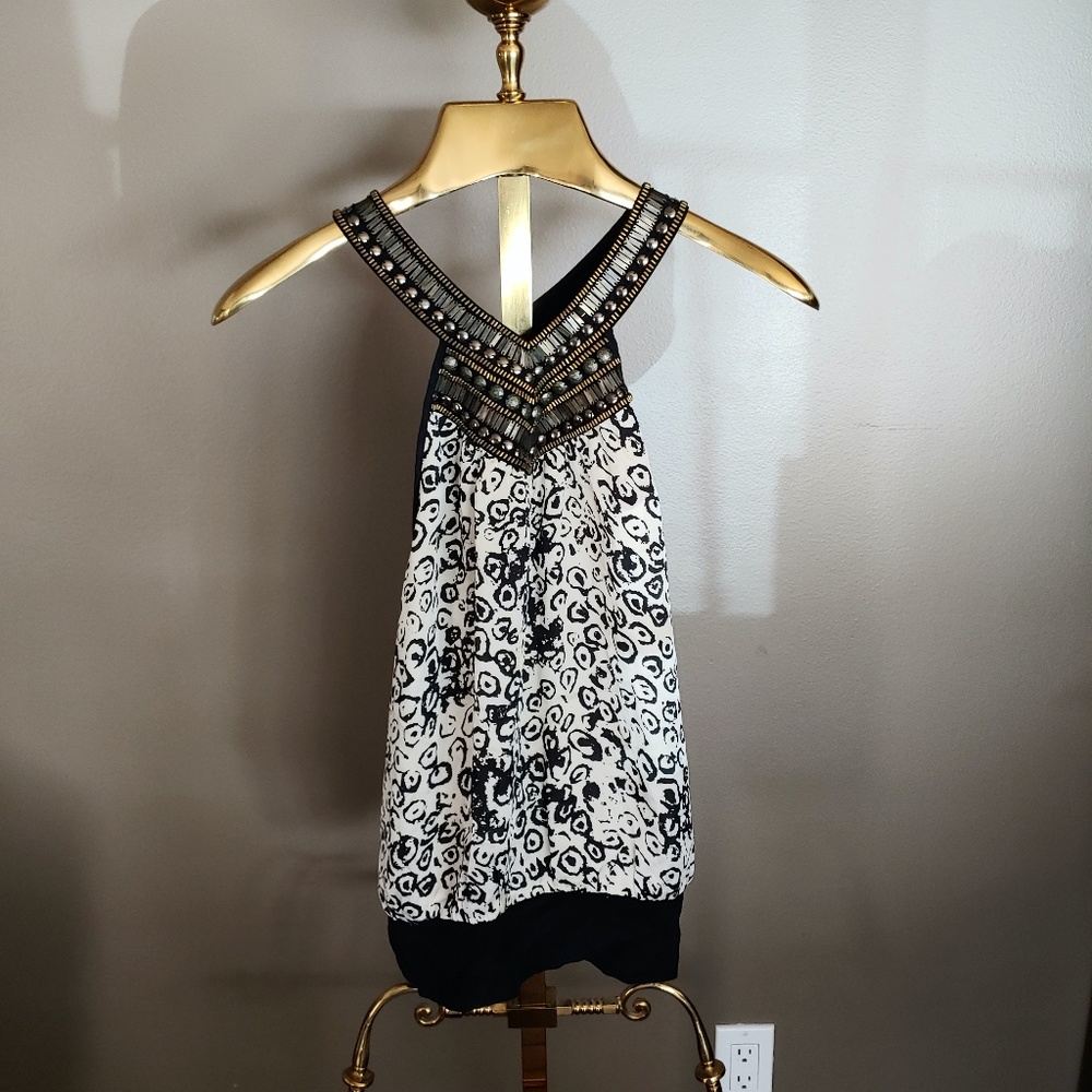 bebe Black and White Tank Top